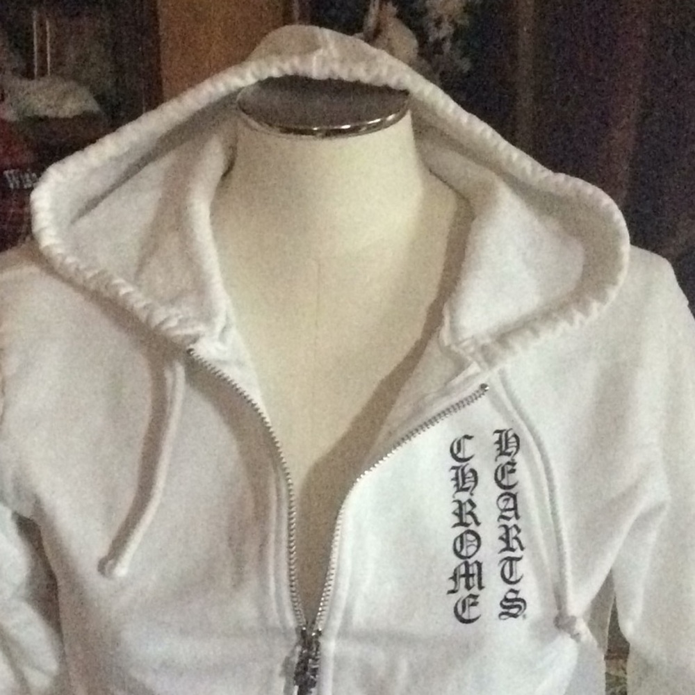 CHROME HEARTS WOMENS WHITE CROP HOODIE